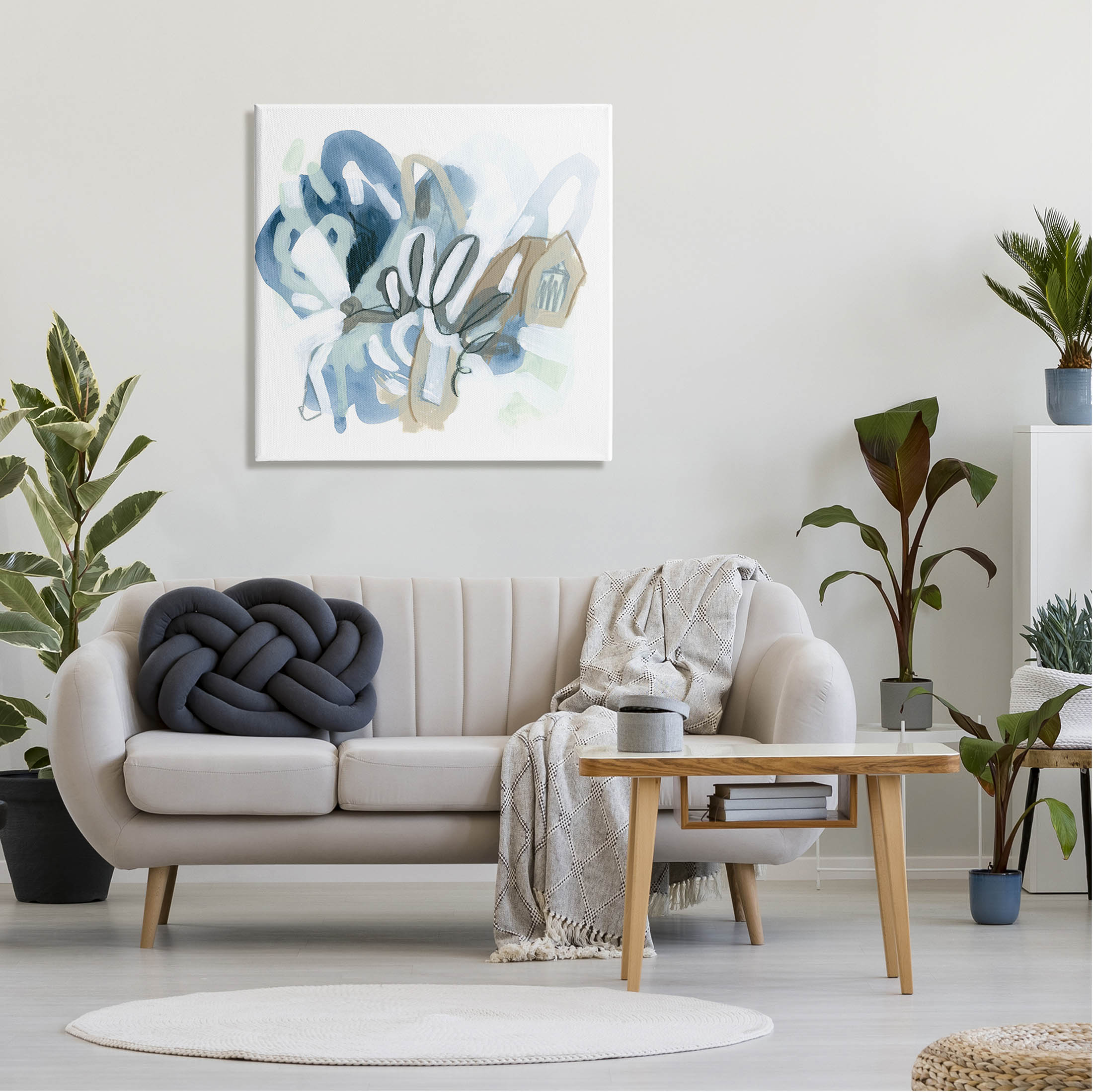 Stupell Industries Contemporary Blue Squiggle Shapes Painting Gallery Wrapped Canvas Print Wall Art, Design by June Erica Vess
