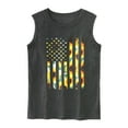 thumbnail image 3 of HAPPIERE Women’s Tank Top Sleeveless Tee Shirts  USA Flag Sunflower Dark Gray Size M, 3 of 5