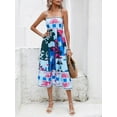 thumbnail image 5 of Elippeo Women Summer Casual A-line Dress Print Spaghetti Strap Backless Midi Dress Fashion Sleeveless Cami Dress, 5 of 7