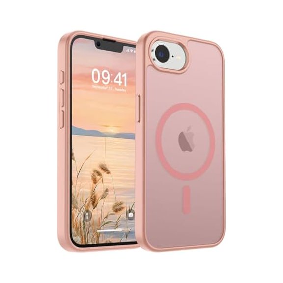 Magnetic for iPhone 16e Case 2025 (Compatible with MagSafe)(Military Grade Drop Protection) Slim Translucent Matte Shockproof with Anti-Fingerprint Phone Case,Pink