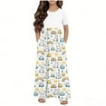 thumbnail image 2 of hengsof Girls Casual Maxi Floral Dress Short Sleeve Dresses with Pockets, 2 of 6