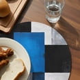 thumbnail image 3 of Blue Blavk Grey Round Placemats Set of 8 for Dinning Tables,Heat-proof Braided Table Mats 13 Inch,White Abstract Art Gradient Modern Art Washable Place Mat for Kitchen Restaurant Party Table Decor, 3 of 9