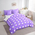 thumbnail image 3 of Homewish Graffiti Loves Pattern 7 Pieces Bedding Comforter Set,Happy Valentine'S Day Full Bedding Set,Purple White Fitted Sheet Flat Sheet For Girls Kids,Super Cozy Room Decor Reversible, 3 of 8