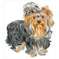 thumbnail image 3 of Yorkie Duvet Cover Set, Terrier with Bow on Head Colored Sketch Speckled Dog Lifelike Beast Yorkie, Decorative 3 Piece Bedding Set with 2 Pillow Shams, Calking Size, Grey Apricot, by Ambesonne, 3 of 3