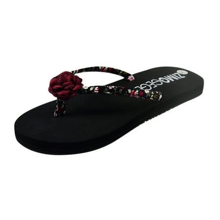 

Rdeuod Flip Flops Slippers for Women Fashion Floral Wedges Non-Slip Flat Heel Flip-Flops Slippers Shoes
