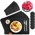 thumbnail image 1 of Placemat, Felt Placemat Set Of 6 With Glass Coasters And Cutlery Pockets, Washable Table Coasters, Placemats, Wipeable Coasters Felt Mat, 1 of 4