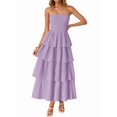 thumbnail image 3 of Women'S Summer Boho Strapless Maxi Dress Casual Sleeveless Off Shoulder Beach Long Sundress Violet L, 3 of 9
