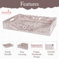 thumbnail image 7 of Coffee Table Tray Distressed White, Orchid Wood Serving Tray with Handles, 16 x 12 x 2.5, 7 of 7