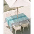 thumbnail image 3 of 54x80 Inch Outdoor Tablecloth with Umbrella Hole Zipper Rectangle Turquoise Aqua Stripes Rectangular Tablecloths Outside Waterproof Modern Gradient Minimalist Lines Patio Table Cover for Picnic Party, 3 of 8