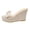 Beige, variant on Women Slip on Espadrilles Platform Wedge Bow Knot Sandals Slides Suede Comfortable Open Toe Clear High Heeled Dressy Shoes Red Size 7