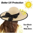 thumbnail image 3 of Sombrero de Paja para Mujer （55-60 cm）, Sombrero de Paja de ala Ancha Grande Sombreros de Playa para Mujer Gorra Enrollable Plegable y Flexible Sombrero de Playa para Sol UPF 50+ Bowknot Fiesta, 3 of 5
