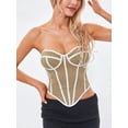 thumbnail image 6 of Biezeib Womenacute;s Summer Fitted Tube Tops Sleeveless Off Shoulder Contrast Color Bandeau Tops, 6 of 6
