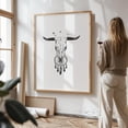 thumbnail image 3 of Beautiful dream bw - Illustration Skull Line Art Boho Black and White Western Minimalist Nature Unframed Wall Art Print 40 x 60 inches, 3 of 16