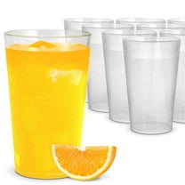 5 oz Clear Plastic Reusable Cups, (12 Pack) Pebbled Juice Glasses, Acrylic Cups, Small Plastic Drinking Glasses