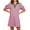 Pink, variant on Stripe Printing Women Short Sleeve V Neck Casual Mini Shirt Dresss