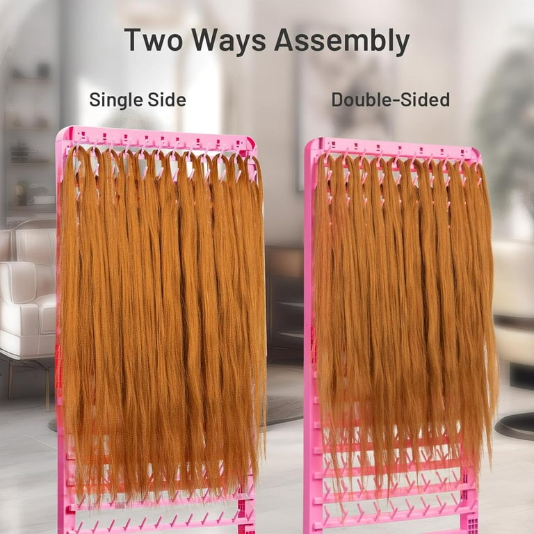 Adjustable Braiding Hair Rack 280 Pegs, Two Sided Braid Rack for Hair  Braiding, Height Adjustable Hair Holder with Wheels, Pink Standing Hair