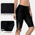 thumbnail image 4 of Alove Women's High Waisted Drawstring Swim Long BoardShorts Stretch Solid Knee Length Surfing Swim Pants, 4 of 6