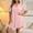 Pink, variant on jtjvou Women's Casual Button Up Collared V Neck Dress Short Sleeve Solid Color Tunic Mini Dresses with Pockets Black L