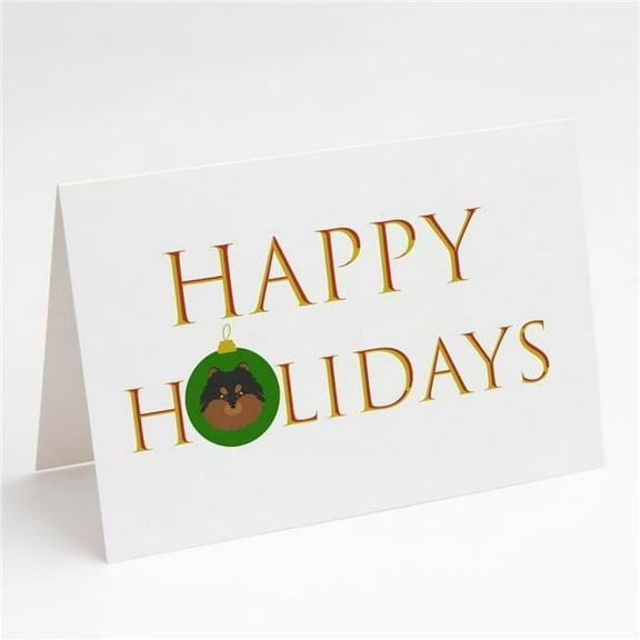 Pomeranian Happy Holidays Christmas Greeting Cards and Envelopes Pack of 8 7 in x 5 in