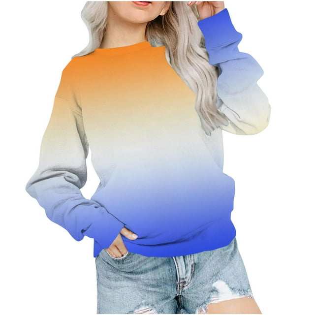 Tranfacy Hauts à Manches Longues pour Garçons et Filles, Chandail en Molleton Graphique pour Filles, Mode Dégradé à Manches Longues pour Tout-Petits Filles Garçons