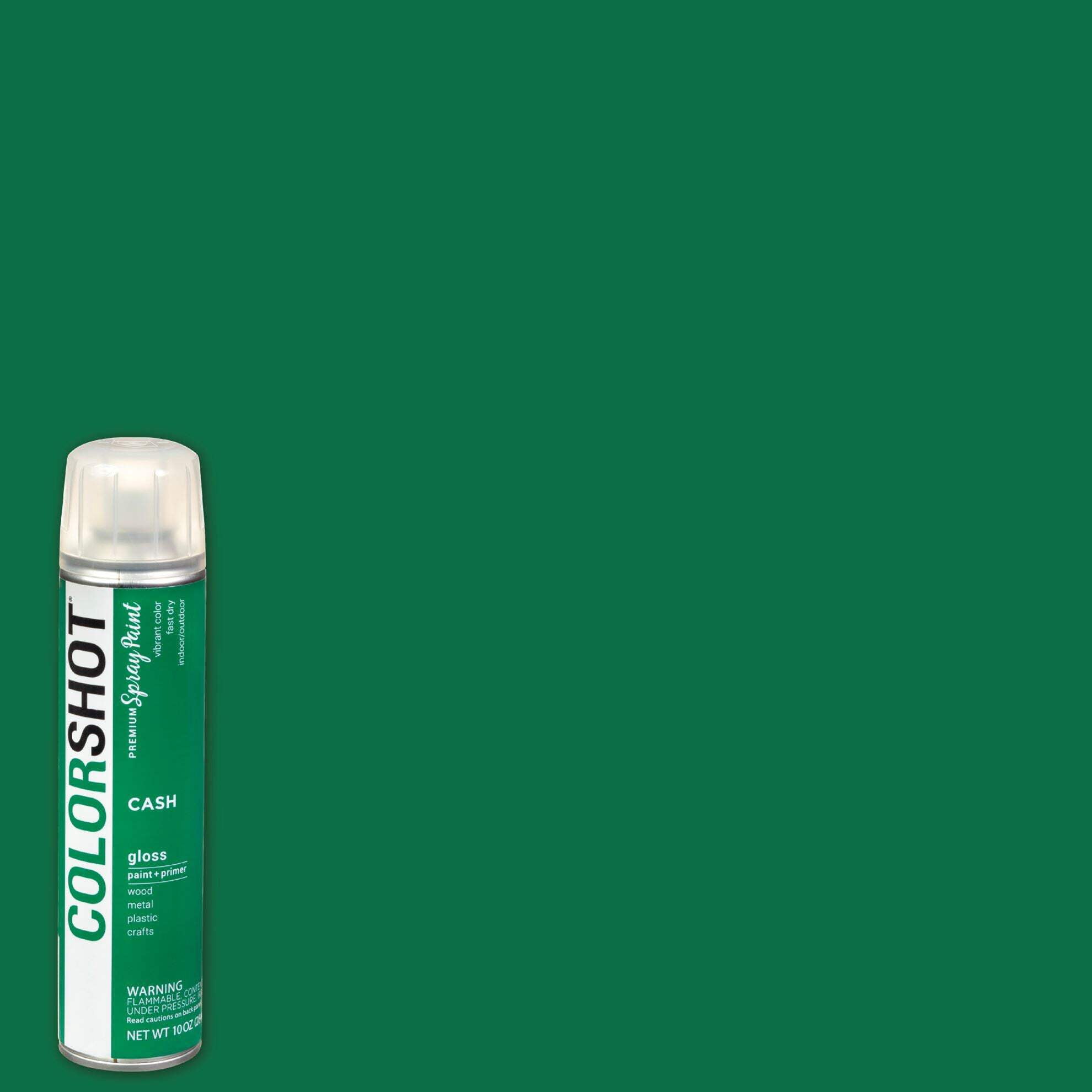 COLORSHOT Gloss Spray Paint, Cash (Green) 10 oz. 4 Pack, Fast-Drying Acrylic Paint, Indoor & Outdoor Use