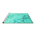 thumbnail image 2 of Ahgly Company Machine Washable Indoor Square Abstract Turquoise Blue Contemporary Area Rugs, 5' Square, 2 of 4
