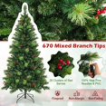 thumbnail image 4 of DORTALA Pre-lit Christmas Tree, 6FT Artificial Xmas Tree with 670 Branch Tips, PVC Pine Needles, 300 Multi-Color & Warm-White LED Lights, 9 Lighting Modes & Timer, Green, 4 of 7