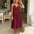 thumbnail image 4 of Tqcoqu Women's Spaghetti Strap V Neck Midi Dress with Side Pockets,2026 Loose Casual Summer Tank Dresses,Wine Women's S-XXL, 4 of 6