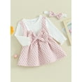 thumbnail image 3 of Wassery Baby Girls Princess Dress Big Bowknot Patchwork Crew Neck Long Sleeve Dress Fall Fashion Casual Dress Headband, 3 of 9