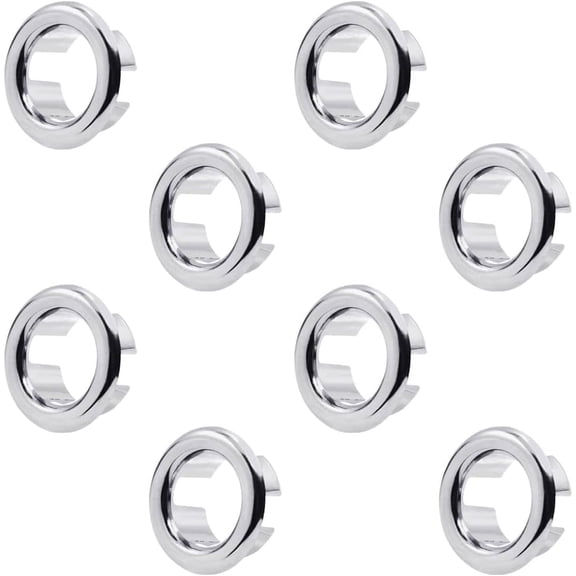 Sink Overflow Cover,YuCool 8 Pack Bathroom Sink Overflow Ring Brushed Nickel Bathroom Kitchen Sink Basin Trim Overflow Cover Hole Insert Cap