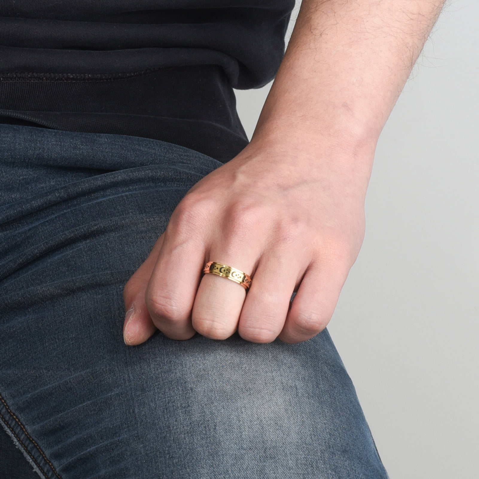 New Vintage Oval Stone Men's Finger Ring Adjustable Opening - Temu