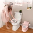 thumbnail image 3 of 2-in-1 Toddler Potty Training Toilet - Larger Potty Chair & Detachable Training Seat for Boys & Girls Ages 1-3 with Flushing Sound, Wipes Storage, Toilet Paper Holder Pink, 3 of 6