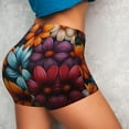 thumbnail image 6 of Seamless Workout Shorts Women - Colorful Blooming Flowers Biker Gym Running Yoga Spandex Shorts for Women, 6 of 7