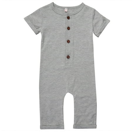 

Unisex Babys Short Sleeve Button Down Romper Jumpsuit Pant Outfits