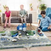 Airplane Toys for Toddlers 2-4, Airplane Toy Set with Trucks Signs and Airport Playmat, Toys for Boys Christmas Birthday Gift