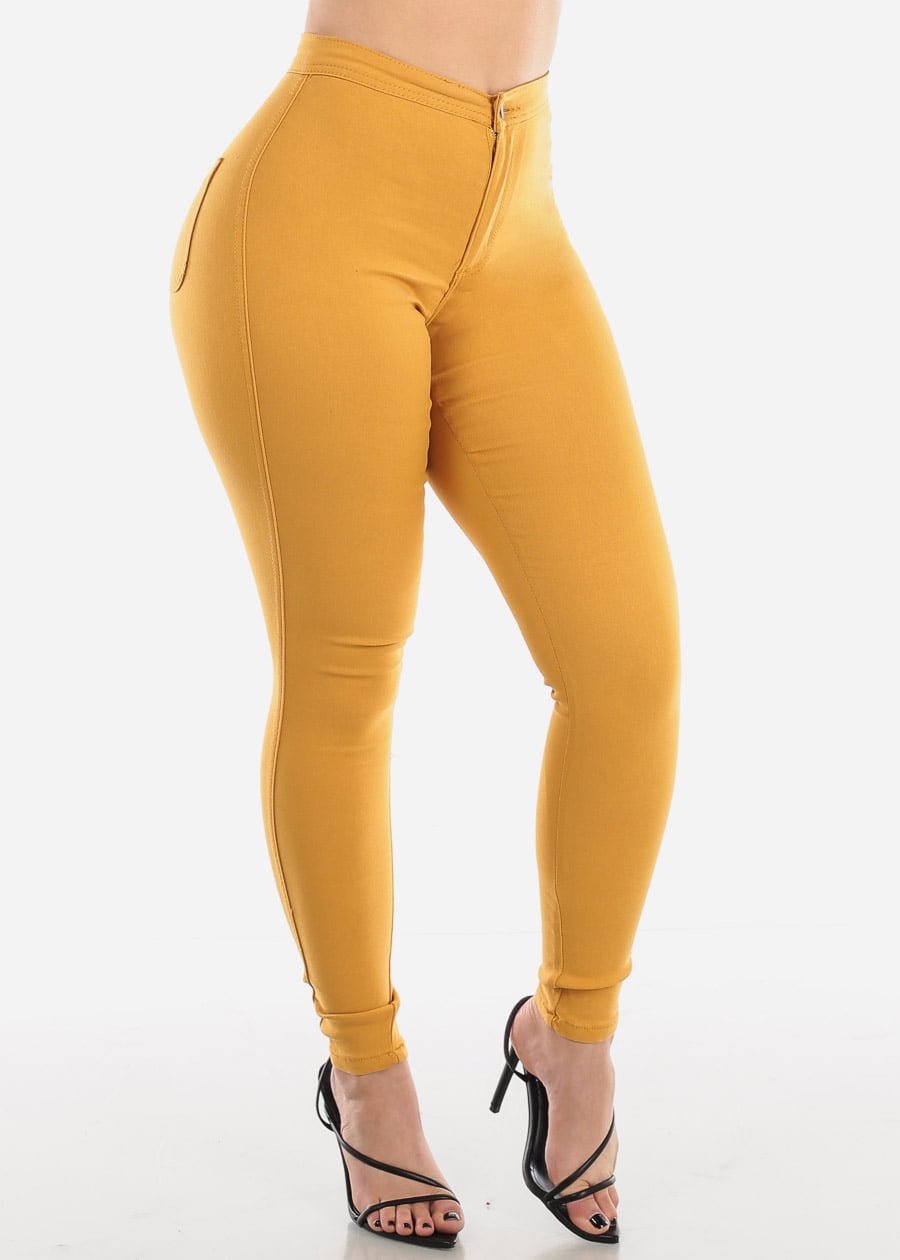 mustard yellow womens skinny jeans