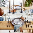 thumbnail image 5 of Fall Table Runner Blue Pumpkin Table Runners for Dining Room Leaves Floral Wood Grain Dinner Runner Thanksgiving Kitchen Decor 13" x 48", 5 of 6