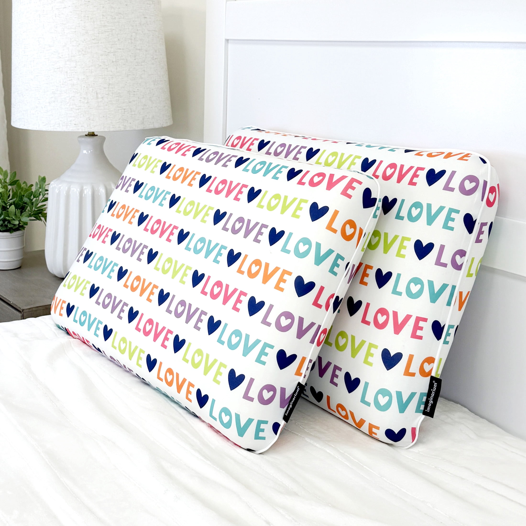Imaginarium Memory Foam Fun Pillow with Cool-to-the-Touch Cover, Standard/Queen, Love, 2 Pack