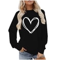 thumbnail image 1 of BLVB Chandail à Col Rond pour Femmes, Imprimé de Cœur, Manches Longues, Mignon, Coupe Ample, Léger, Hauts d'Automne, Cadeaux de la Saint-Valentin, 1 of 5