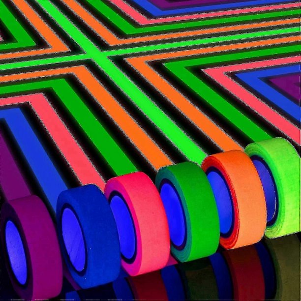 6 Colors Neon Gaffer Cloth Tape, Fluorescent Uv Blacklight Glow In The Dark Tape For Uv Party 15mm*5m