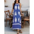 thumbnail image 5 of Summer Dress for Women 2025 Floral Sundress Spaghetti Strap Flowy Beach Vacation Boho Maxi Dresses Blue XL, 5 of 7