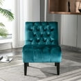thumbnail image 2 of Tcbosik Modern Accent Chair, Upholstered Armless Chair with Button Tufted Back and Wood Legs, Single Sofa Chair, Lounge Chair for Living Room, Bedroom, Teal, 2 of 9