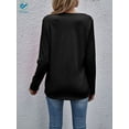 thumbnail image 7 of Deago Women's Long Sleeve V Neck T Shirt Twist Cross Knot Tunic Tops Casual Loose Fitted Blouse (Black, XL), 7 of 7
