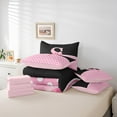 thumbnail image 6 of Castle Fairy Teenagers Pink Bowknot Letter Monogrammed S Twin Bedding Sets 7-Piece,White Polka Dots Bedding Comforter Set Microfiber,Retro Vintage Aesthetic Breathable Sheet Sets, 6 of 8