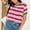 B_ Hot Pink, variant on Olyvenn Womens Summer Tops Casual Color Block Striped Short Sleeve Shirts Crewneck T Shirts Loose Basic Tee Blouses for Women Black XXL
