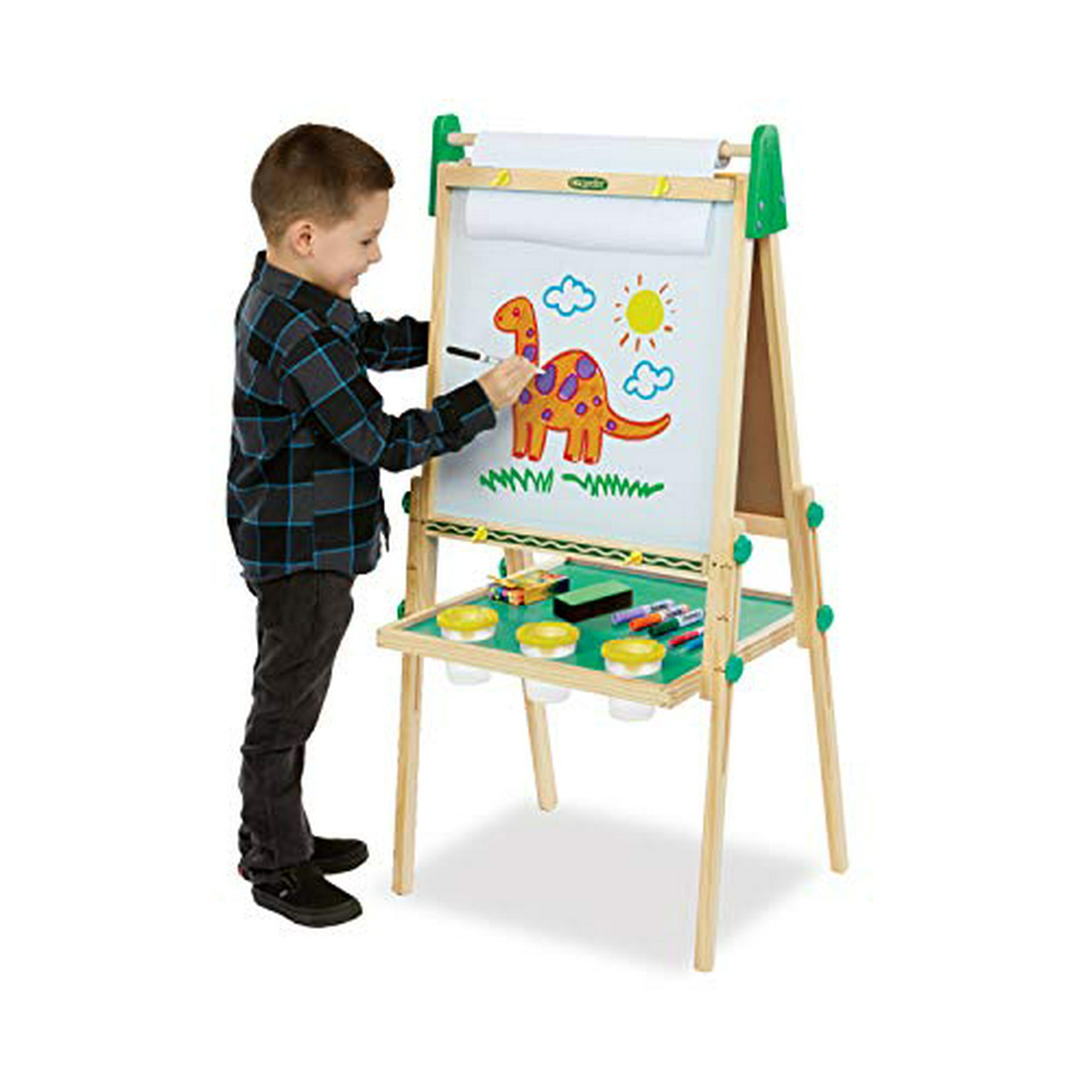 Crayola Kids Wooden Easel Dry Erase Board Chalkboard Gift for Kids Age 4 5 6 7 Walmart