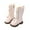 White, variant on Girls Lace Up Riding Boots Mid Calf Combat Boots PU Leather Side Zipper Punk Goth Boot Non Slip Girls White Booties Black 23