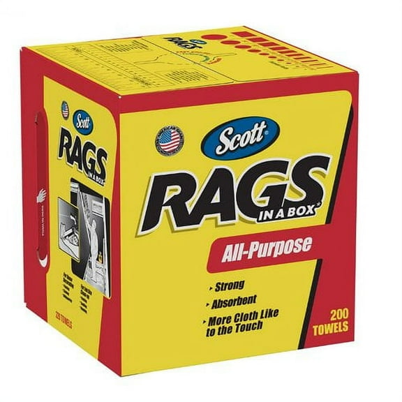 Scott® White Shop Rags in A Box - 200 sheets fits Shop Towels / Cleaners Shop Towels
