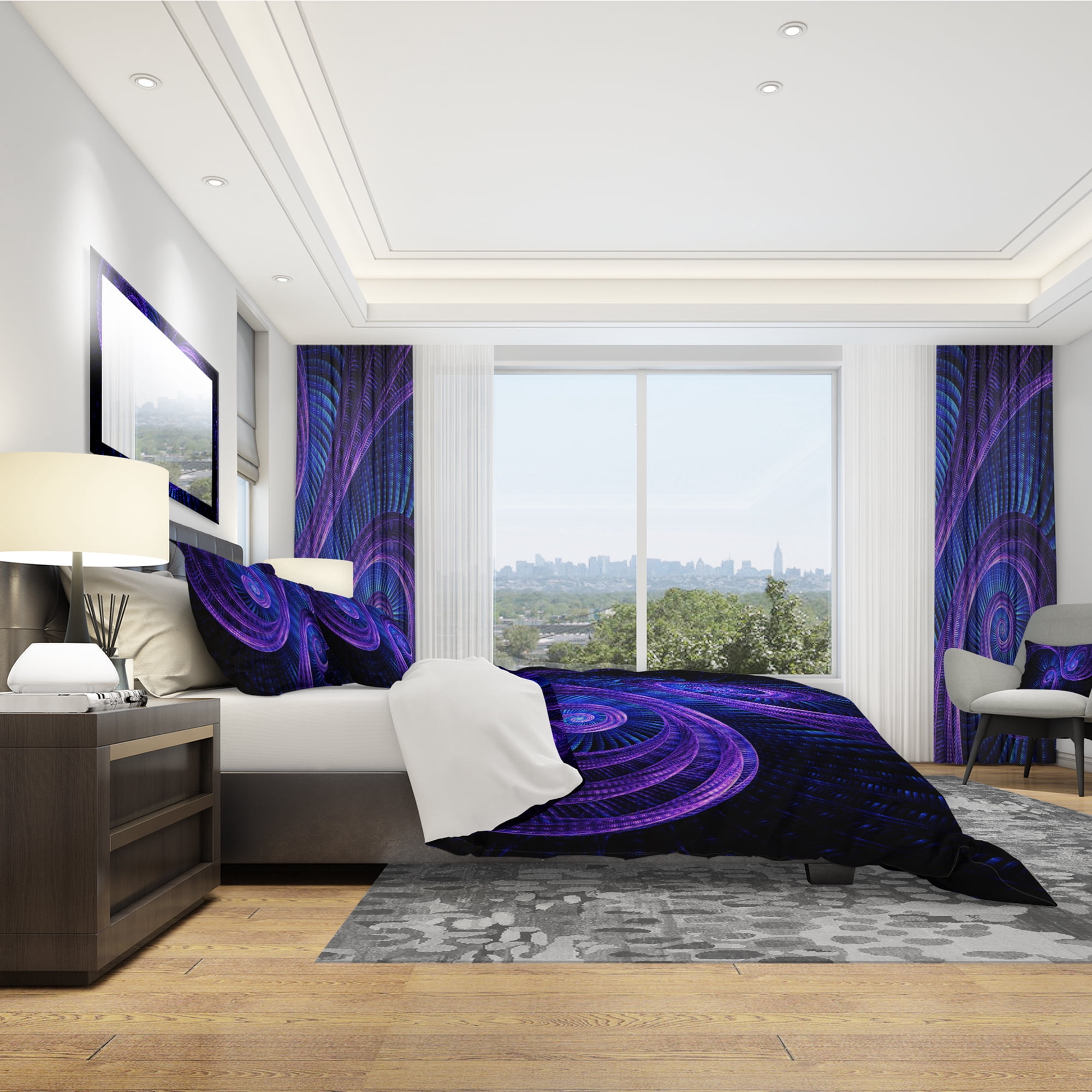 Designart 'Royal Purple & Blue Dream' Modern & Contemporary Duvet Cover Set