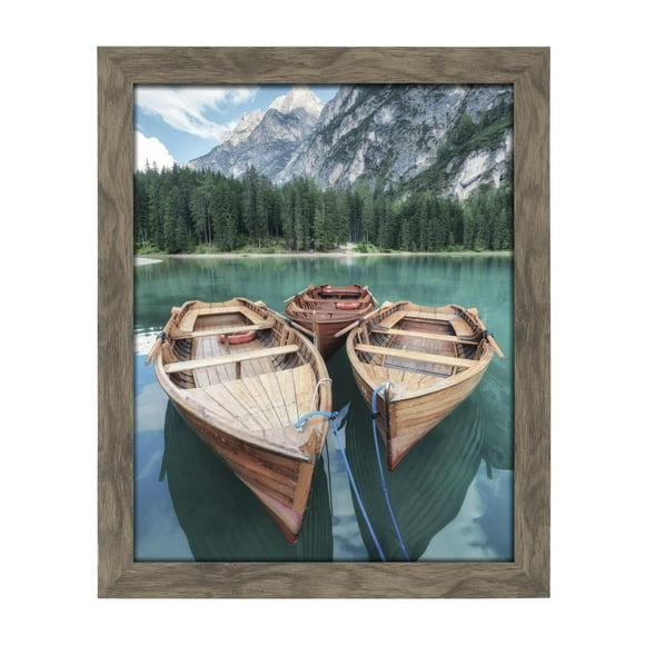 DesignOvation Museum 16" x 20" Gray Woodgrain Poster Frame